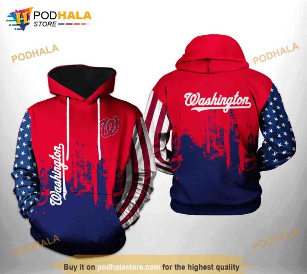 Washington Nationals MLB Team US All Over Print 3D Hoodie