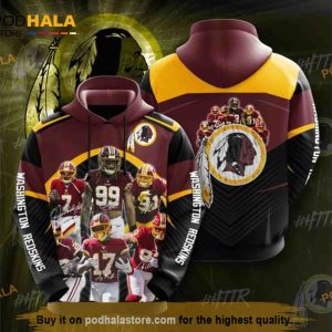 Washington Redskins All Over Print 3D Hoodie All Team