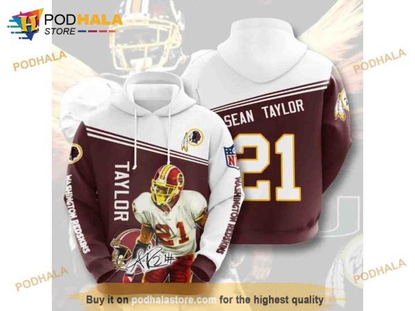 Washington Redskins All Over Print 3D Hoodie Sean Taylor 21