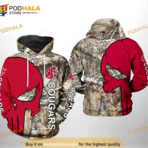 Washington State Cougars NCAA Camo Veteran Hunting All Over Print 3D Hoodie