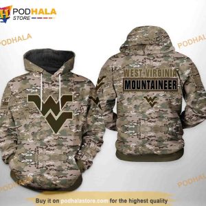 West Virginia Mountaineer NCAA Camo Veteran All Over Print 3D Hoodie