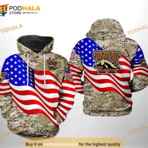 Western Michigan Broncos NCAA US Flag Camo Veteran All Over Print 3D Hoodie