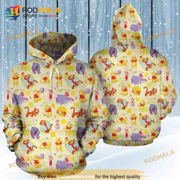 Winnie The Pooh And Friends Cute Pattern 3D Hoodie