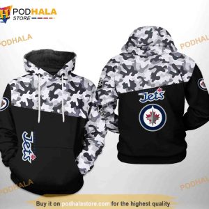 Winnipeg Jets NHL Camo Veteran All Over Print 3D Hoodie