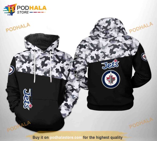 Winnipeg Jets NHL Camo Veteran All Over Print 3D Hoodie