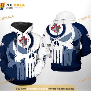 Winnipeg Jets NHL Team Skull All Over Print 3D Hoodie