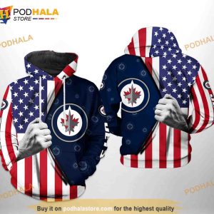 Winnipeg Jets NHL US FLag All Over Print 3D Hoodie