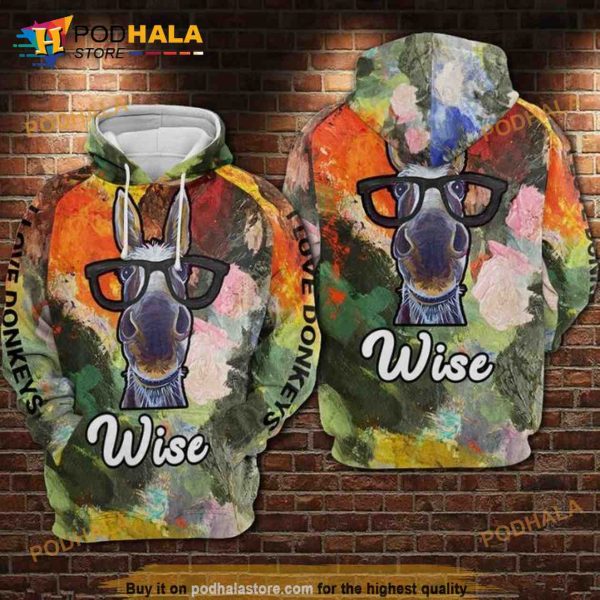 Wise Donkey All Over Print 3D Hoodie