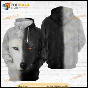 Wolf Black And White 3D Hoodie Sweatshirt