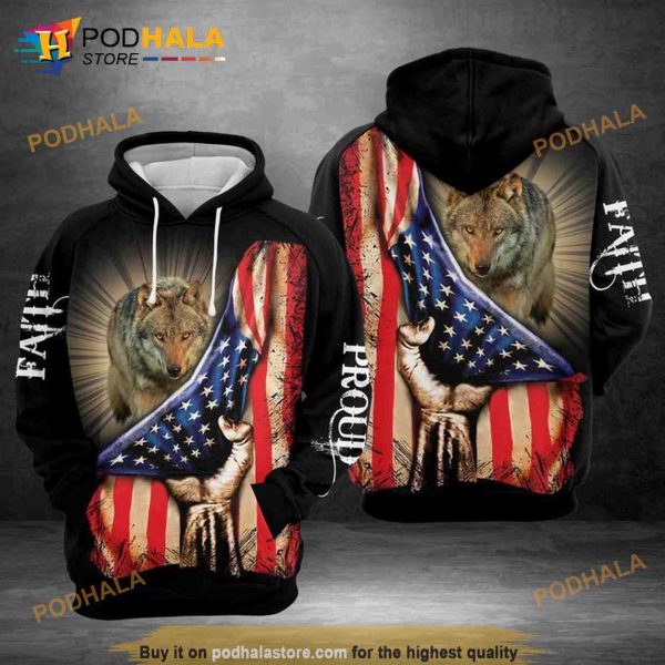 Wolf Faith And Proud 3D Hoodie Sweatshirt