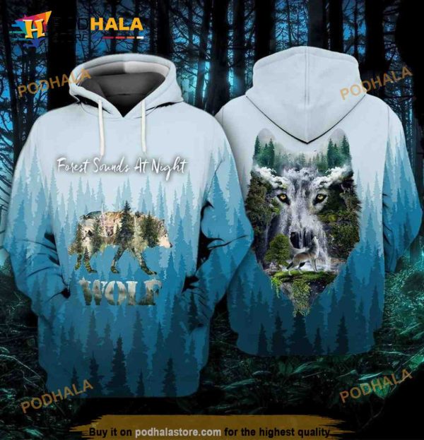 Wolf Forest Sounds At Night 3D Hoodie