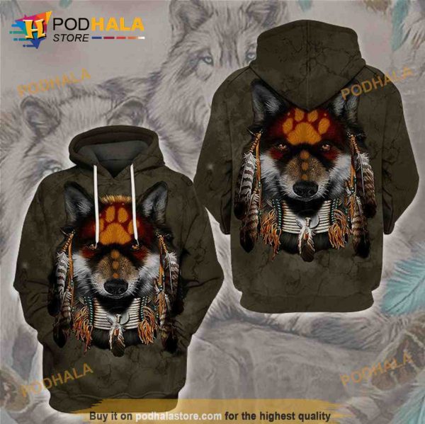 Wolf Native American 3D Hoodie