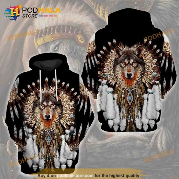 Wolf Native Dream Catcher 3D Hoodie