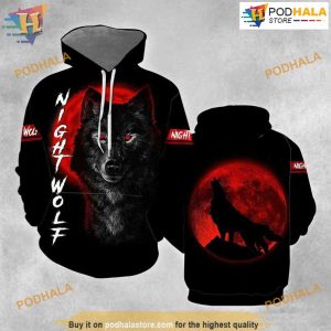 Wolf in Blood Moon All Over Printed 3D Hoodie Sweatshirt