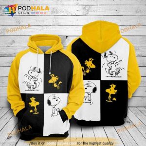 Woodstock And Snoopy Cartoon Peanuts Over Print 3D Hoodie