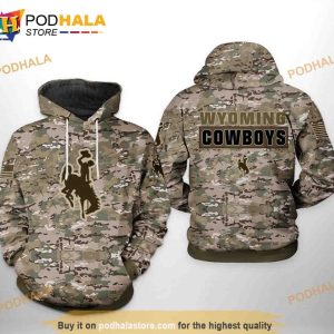 Wyoming Cowboys NCAA Camo Veteran 3D Printed Hoodie