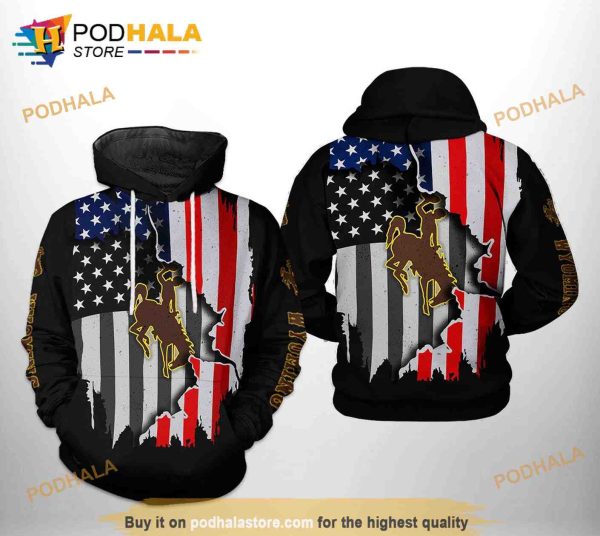 Wyoming Cowboys NCAA US Flag 3D Hoodie Sweatshirt