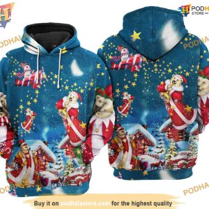 Xmas Bear Santa 3D Funny Christmas Hoodie Shirt Sweatshirt