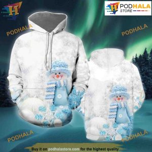 Xmas Blue Snowman 3D Funny Christmas Hoodie Shirt Sweatshirt