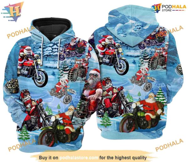 Xmas Driving With Santa Claus 3D Funny Christmas Hoodie Shirt Sweatshirt