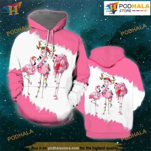 Xmas Flamingo 3D Funny Christmas Hoodie Shirt Sweatshirt