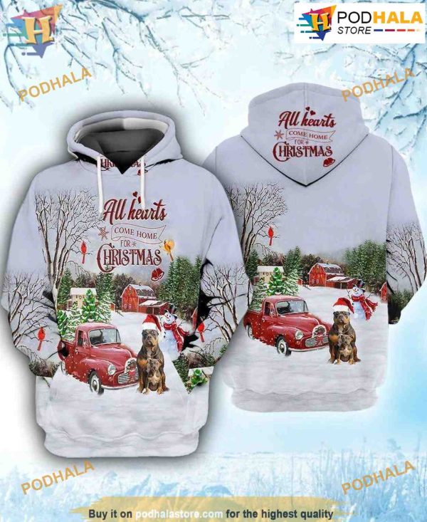 Xmas Pitbull 3D Funny Christmas Hoodie Shirt Sweatshirt