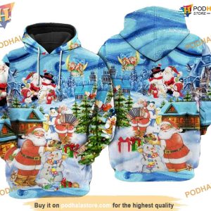 Xmas Santa And Snowman Best Friends Funny Christmas Hoodie Shirt Sweatshirt