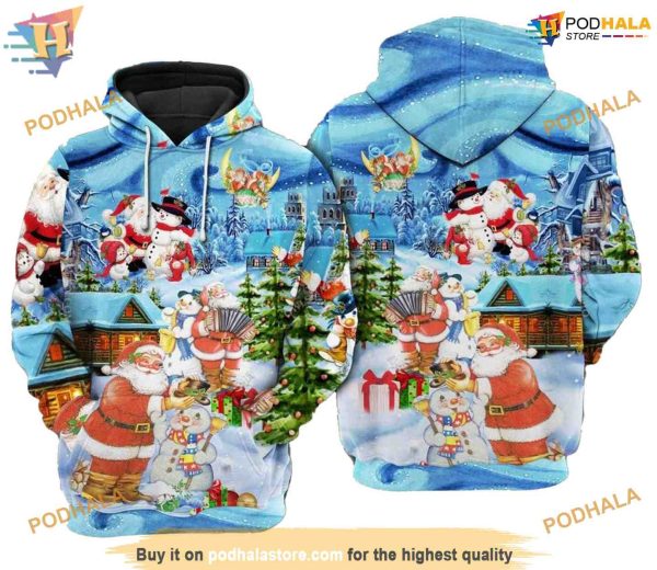 Xmas Santa And Snowman Best Friends Funny Christmas Hoodie Shirt Sweatshirt