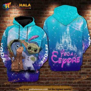 Yoda And Eeyore Disneyland Over Print 3D Hoodie