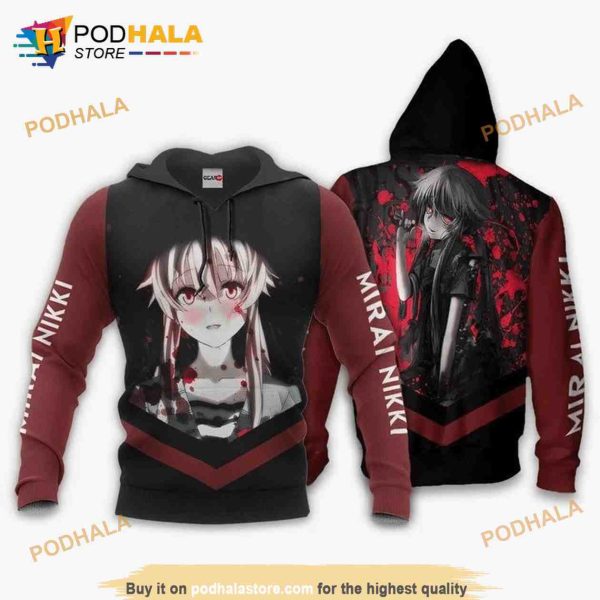 Yuno Gasai Anime Manga Future Diary Mirai Nikki 3D Hoodie