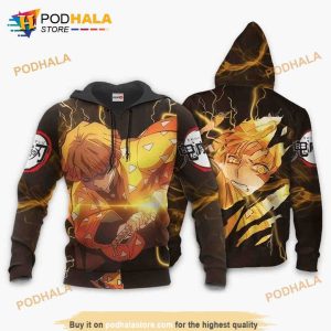 Zenitsu Agatsuma Anime Manga Demon Slayer Kimetsu No Yaiba 3D Hoodie