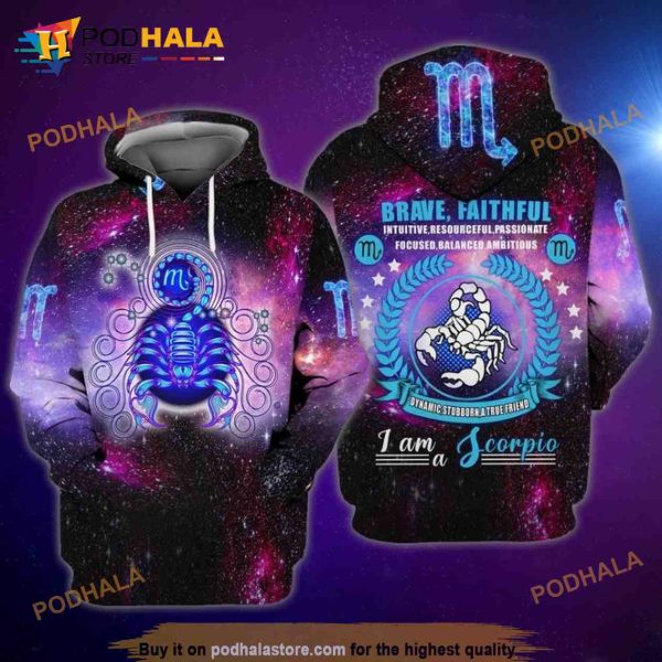 Zodiac Scorpio Brave Faithful Intuitive Resourceful Passionate Focused Balanced 3D Hoodie