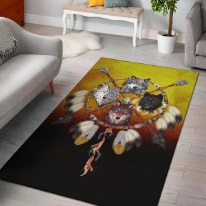 4 Wolves Warriors Native American Design Area Rug Carpet Area Rug For Living Room Bedroom Rug Home Decor