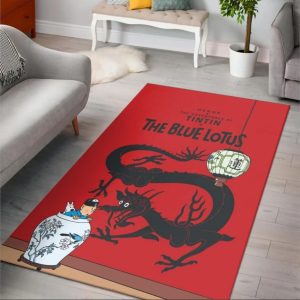 Adventures Of Tintin The Blue Lotus Area Rug Rugs For Living Room Rug Home Decor