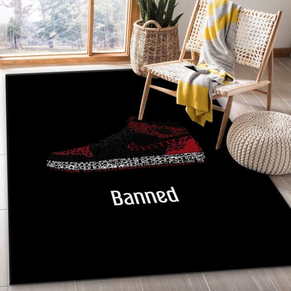 Air Jordan Banned Area Rug Living Room Rug Family Gift Decor Area Rug For Living Room Bedroom Rug Home Decor