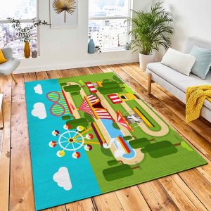 Amusement Park Map Ferris Wheel Rug Carpet City Rug Room Decor