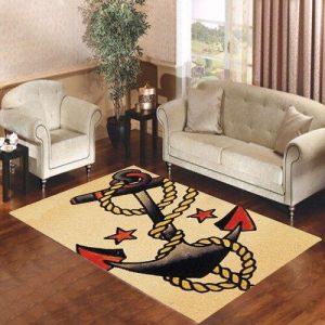 Anchor Tattoo Style Sailor Pirate Living Room Carpet Rugs Area Rug For Living Room Bedroom Rug Home Decor