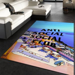 Anti Social Social Club Area Rug Living Room Rug Christmas Gift Decor Area Rug For Living Room Bedroom Rug Home Decor