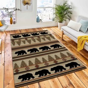 Appalachian Bears Rug Rustic Cabin & Lodge Area Rug Living Room Rug