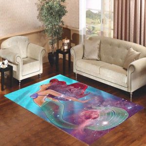 Ariel The Little Mermaid On Galaxy Nebula Living Room Carpet Rugs Area Rug For Living Room Bedroom Rug Home Decor