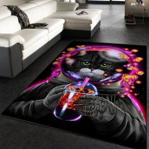 Astronaut Cat Bubble Tea Area Rug Bedroom Home Decor Area Rug For Living Room Bedroom Rug Home Decor