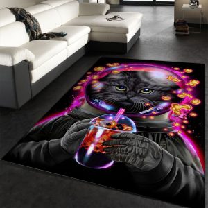 Astronaut Cat Bubble Tea Area Rug Bedroom Us Gift Decor Area Rug For Living Room Bedroom Rug Home Decor