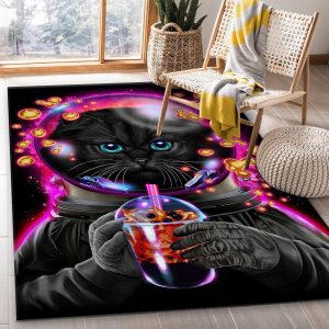 Astronaut Cat Bubble Tea Area Rug Kitchen Rug Christmas Gift Us Decor