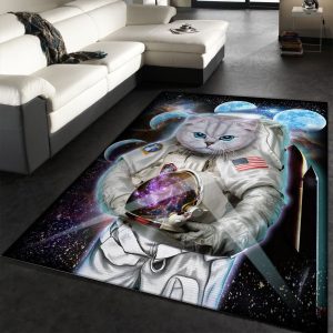 Astronaut Cat Explore Moon Area Rug Carpet Bedroom Family Gift Decor Area Rug For Living Room Bedroom Rug Home Decor