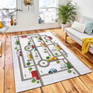 Baby City Map Roads Cars Area Rug Carpet Kids Rug Room Decor