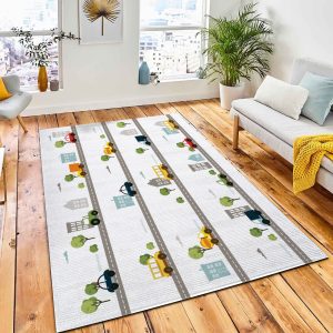 Baby City Map Roads Transport Area Rug Kid Play Rug Home Decor