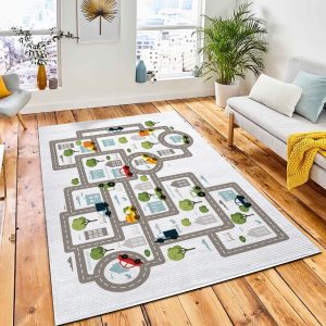 Baby City Map Roads Transport Area Rug Nursery Rug Home Decor