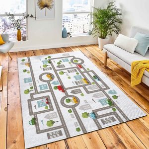 Baby City Map Roads Transport Carpet Rug Kid Play Rug Room Decor