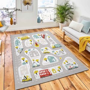 Baby City Map Roads Transport Rug Kid Play Rug Home Decor