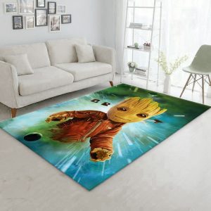 Baby Groot In Space Area Rug Living Room Rug Floor Decor Home Decor Area Rug For Living Room Bedroom Rug Home Decor